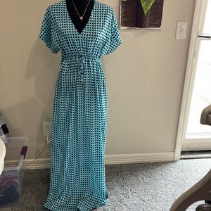 Kors Michael Kors Blue Short Sleeve Maxi Dress Sz S